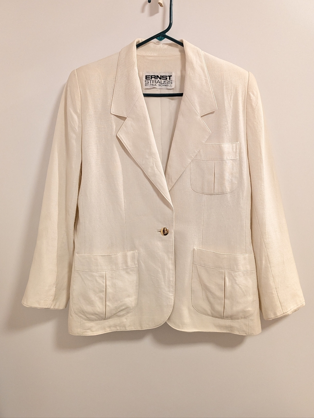 Vintage Linen Cream Women's Blazer Jacket